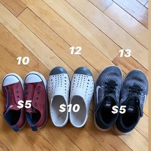 Boys shoes 10, 11, 12. Native Nike Converse